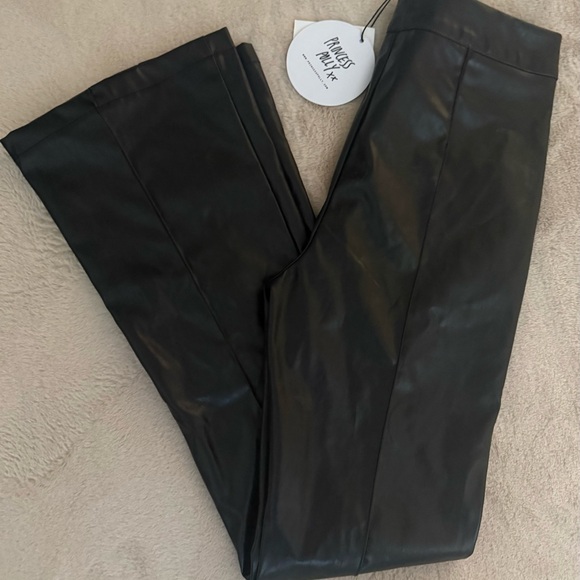 NWT- Princess Polly Black Faux Leather Boot Cut Pants - Picture 3 of 3